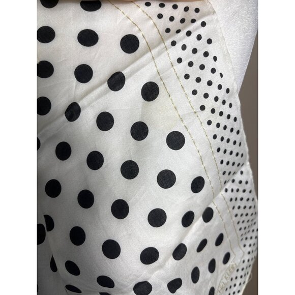 Michel Klein Scarf White Black Polka Dot 19" Square Kerchief Classic Unisex - Picture 7 of 9